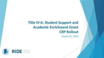 Title IV-A: Student Support and Academic Enrichment Grant