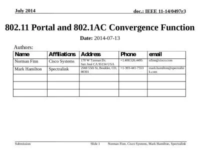 802.11  Portal and 802.1AC Convergence