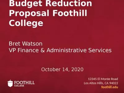 Budget Reduction Proposal Foothill College