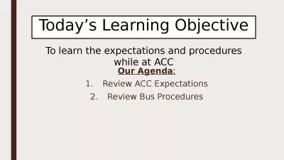 Today’s Learning Objective