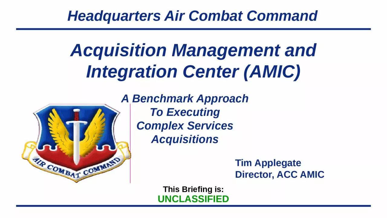 PPT-Acquisition Management and Integration Center (AMIC)