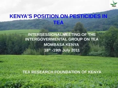 INTERSESSIONALMEETING OF THE INTERGOVERMENTAL GROUP ON TEA