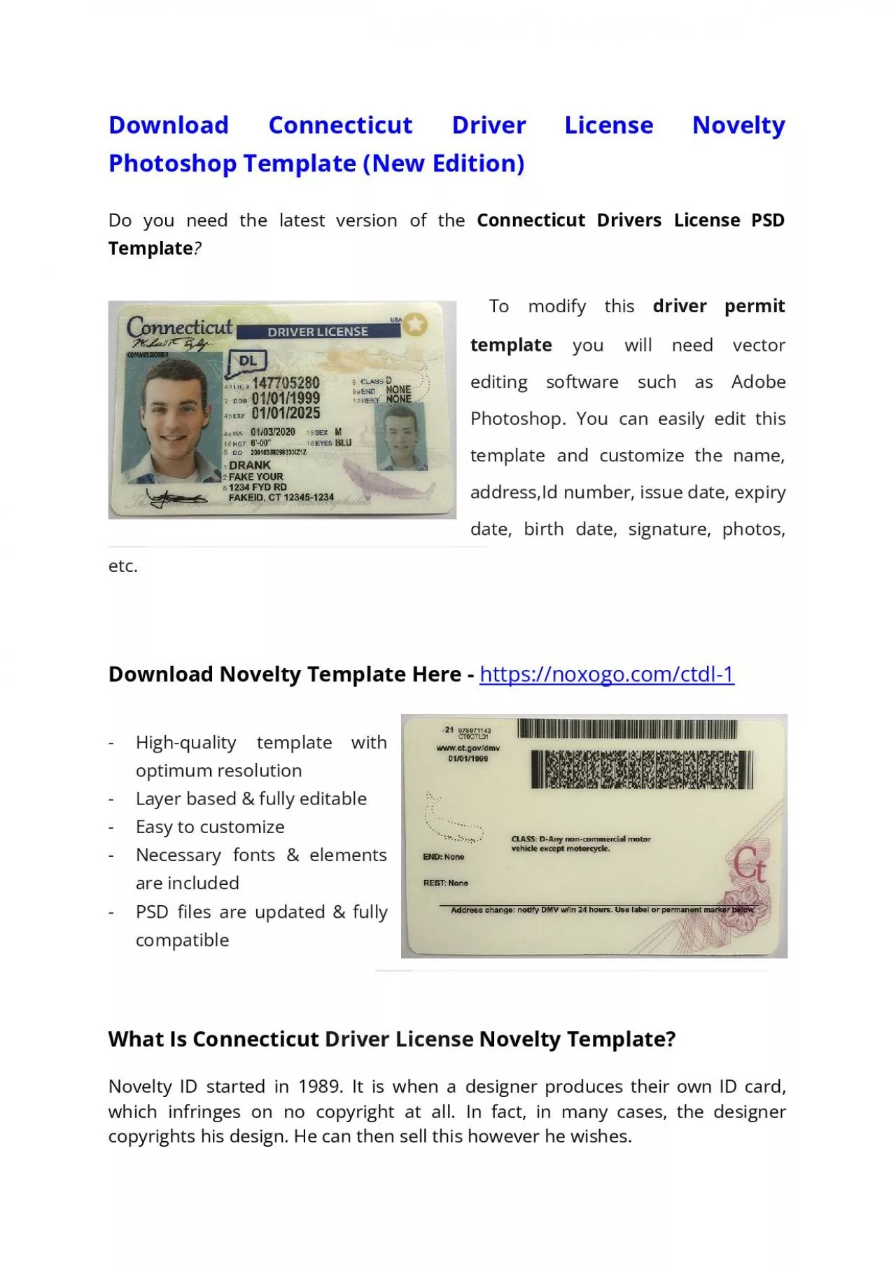 PDF-Wisconsin Drivers License PSD Template (New Edition) – Download Photoshop File