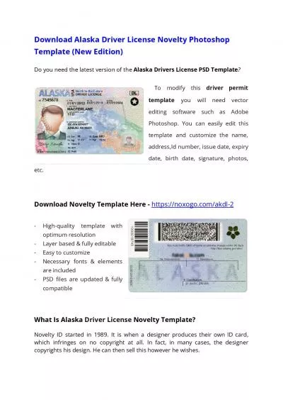 Alaska Drivers License PSD Template (New Edition) – Download Photoshop File