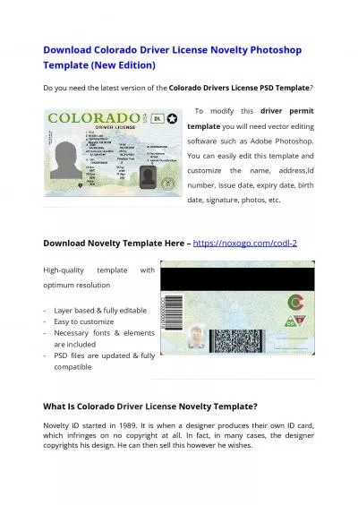 Colorado Drivers License PSD Template (New Edition) – Download Photoshop File