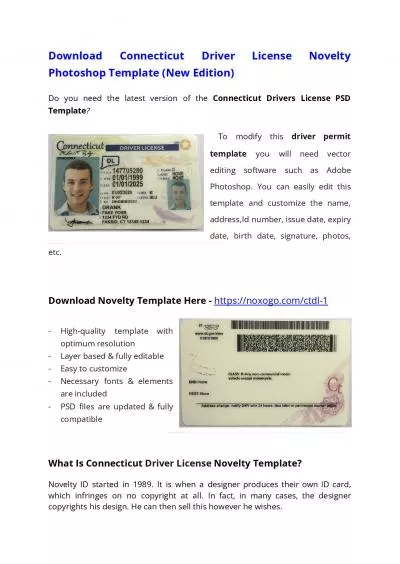 Connecticut Drivers License PSD Template (New Edition) – Download Photoshop File