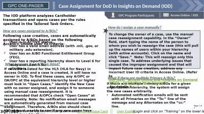 Case Assignment for DoD in Insights on Demand (IOD)