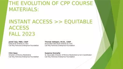 THE EVOLUTION OF CPP COURSE MATERIALS: