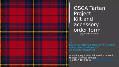 OSCA Tartan Project  Kilt and accessory order form