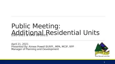 Public Meeting:  Additional Residential Units
