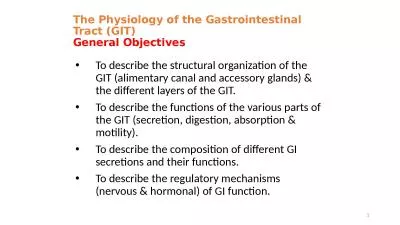 1 The Physiology of the Gastrointestinal Tract (GIT)