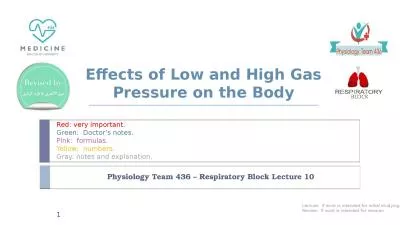 Effects of Low and High Gas Pressure on the Body