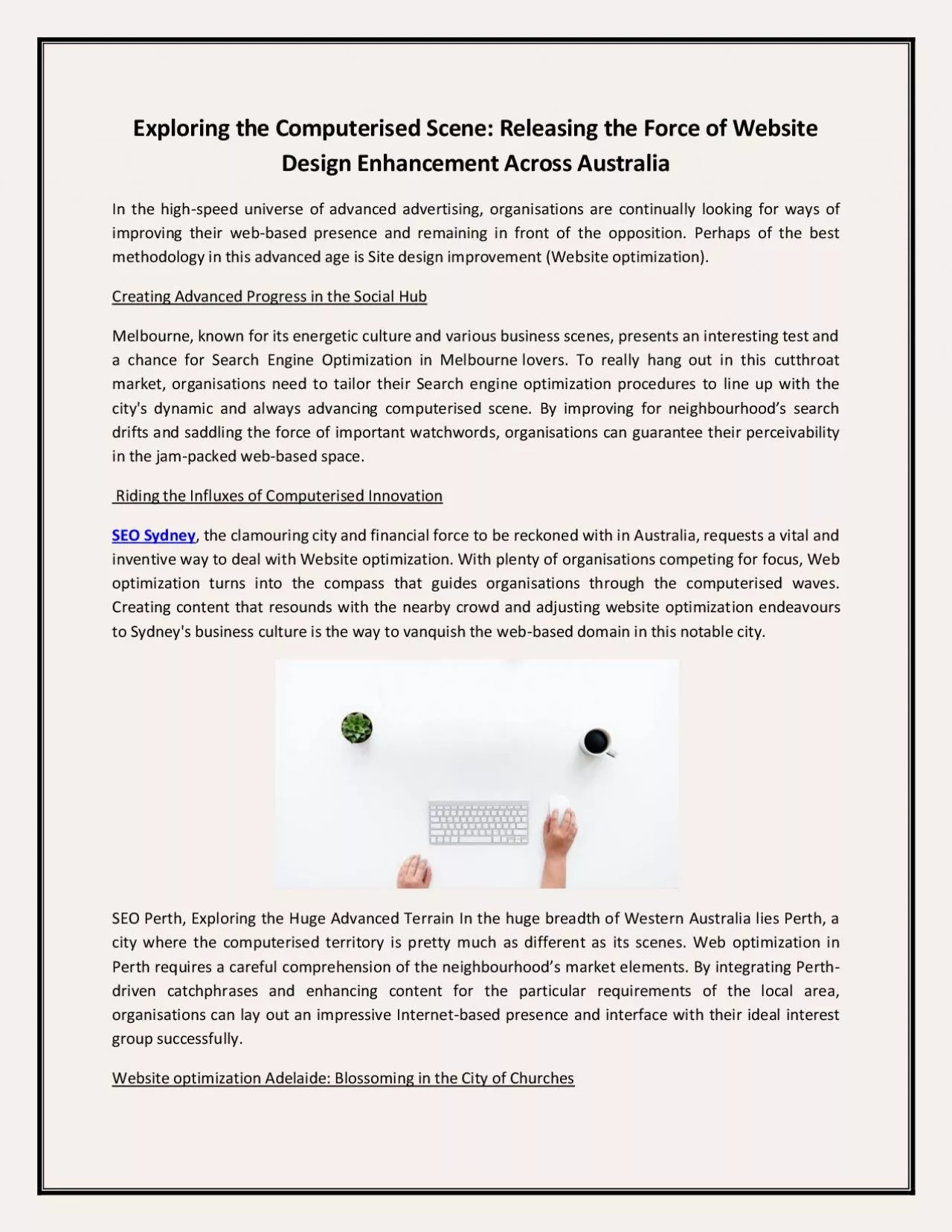 PDF-Exploring the Computerised Scene: Releasing the Force of Website Design Enhancement Across