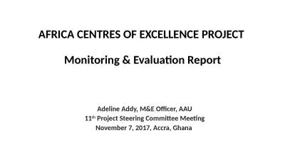 AFRICA CENTRES OF EXCELLENCE PROJECT