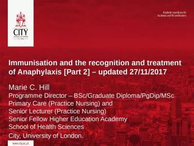 Immunisation and the recognition and treatment of Anaphylaxis [Part 2