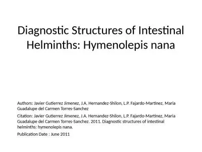 Diagnostic Structures of Intestinal Helminths:
