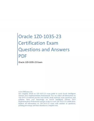 Oracle 1Z0-1035-23 Certification Exam Questions and Answers PDF