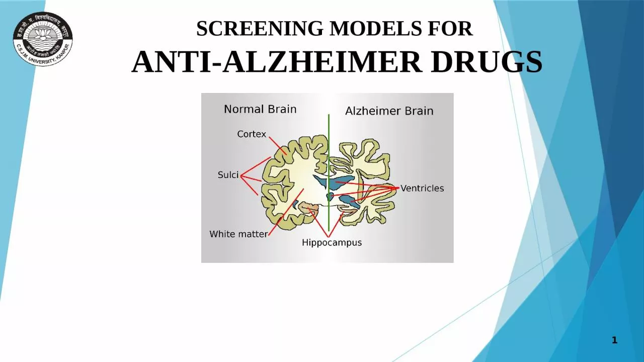 1 SCREENING MODELS FOR  ANTI-ALZHEIMER DRUGS