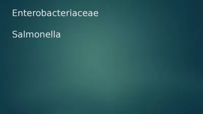 Enterobacteriaceae  Salmonella