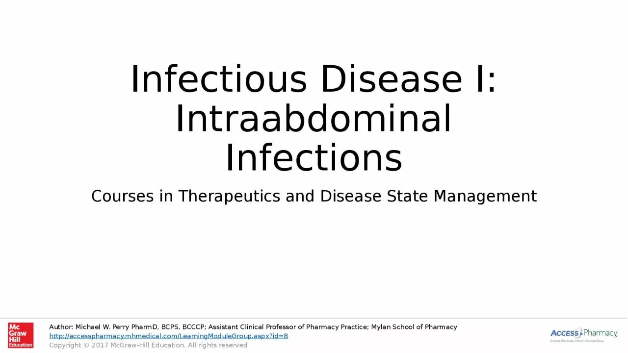 PPT-Infectious Disease I: Intraabdominal Infections