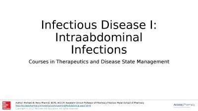 Infectious Disease I: Intraabdominal Infections