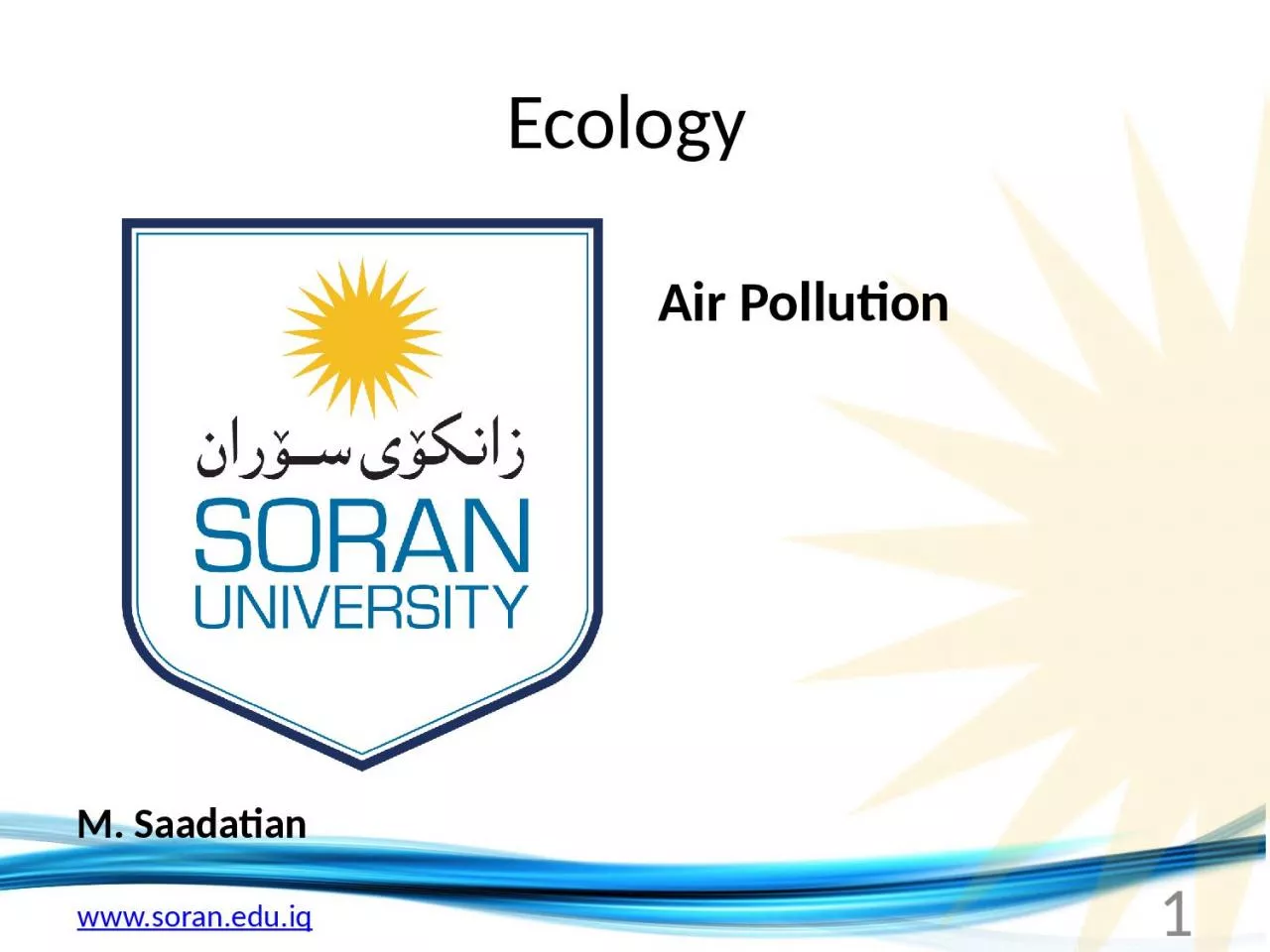 Ecology  M.  Saadatian Air Pollution