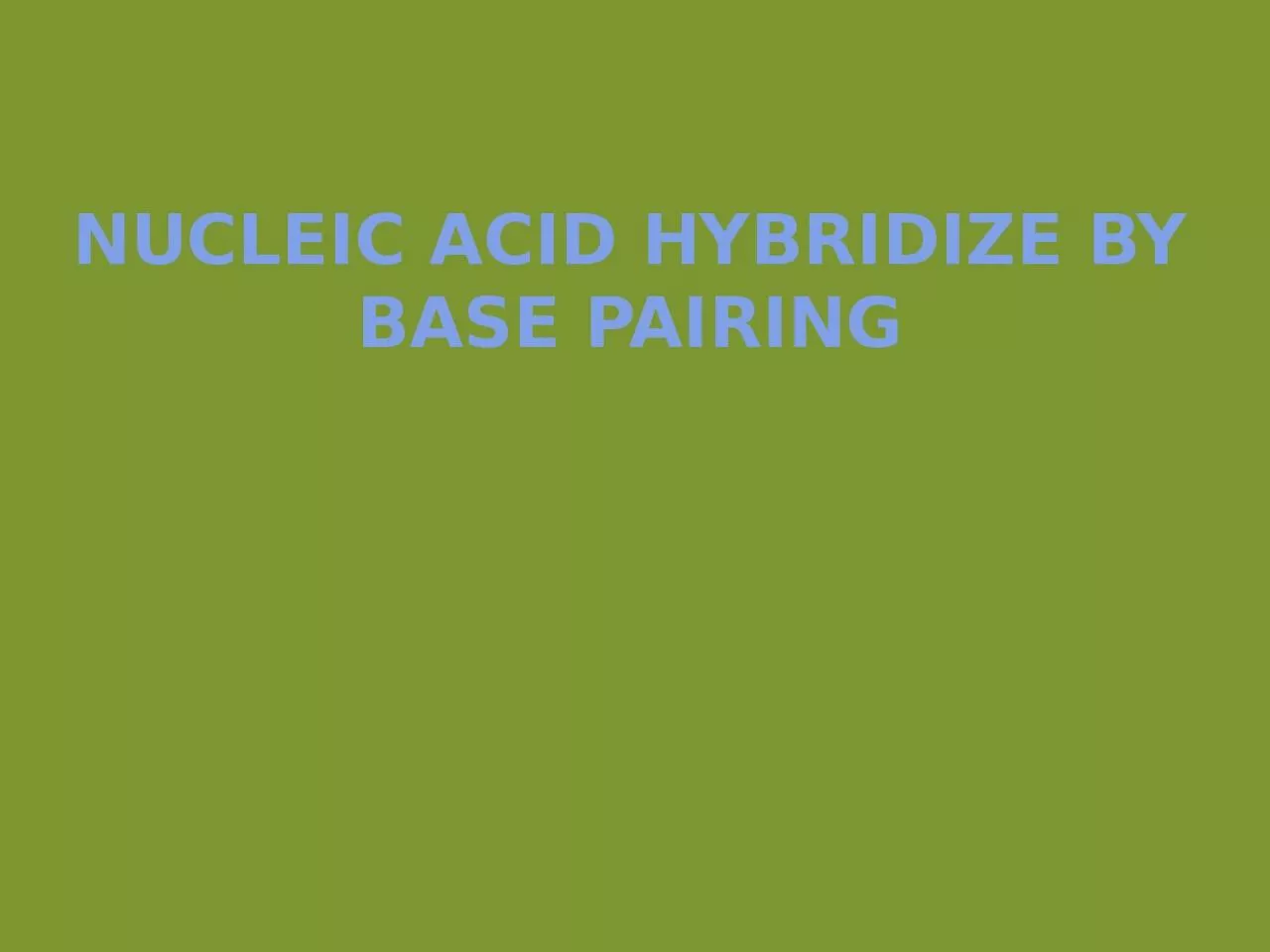 Nucleic Acid Hybridize By Base Pairing