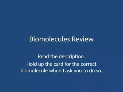 Biomolecules  Review Read the description.