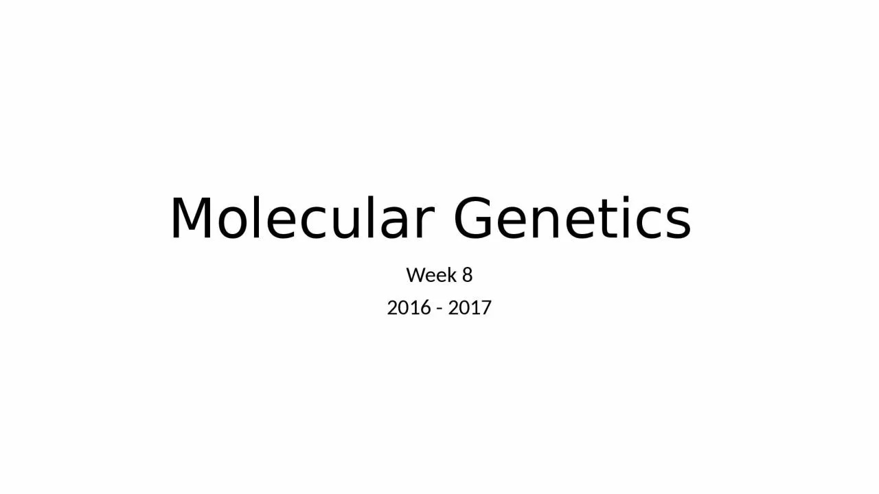 PPT-Molecular Genetics Week 8