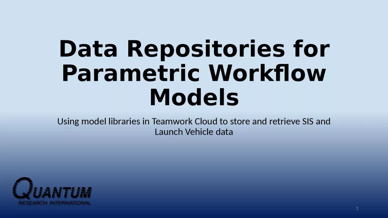 PPT-Data Repositories for Parametric Workflow Models