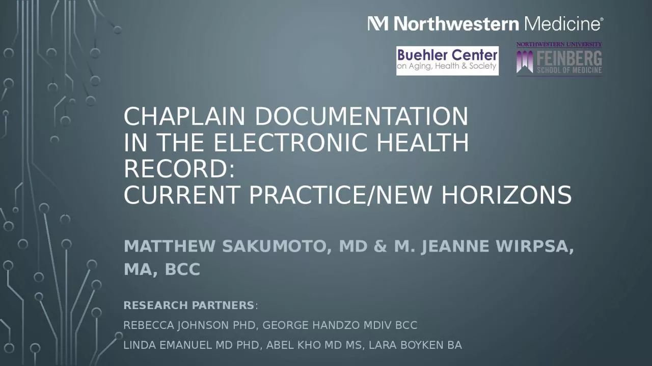 PPT-Chaplain Documentation in the Electronic Health Record: