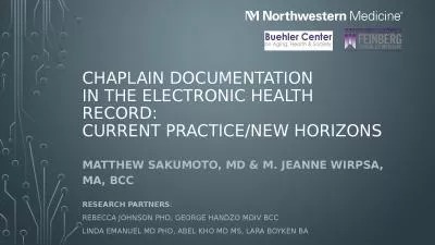 Chaplain Documentation  in the Electronic Health Record: