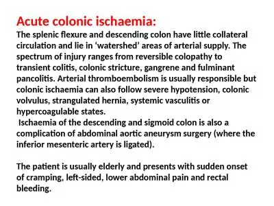 Acute colonic ischaemia: