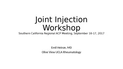 Joint Injection Workshop