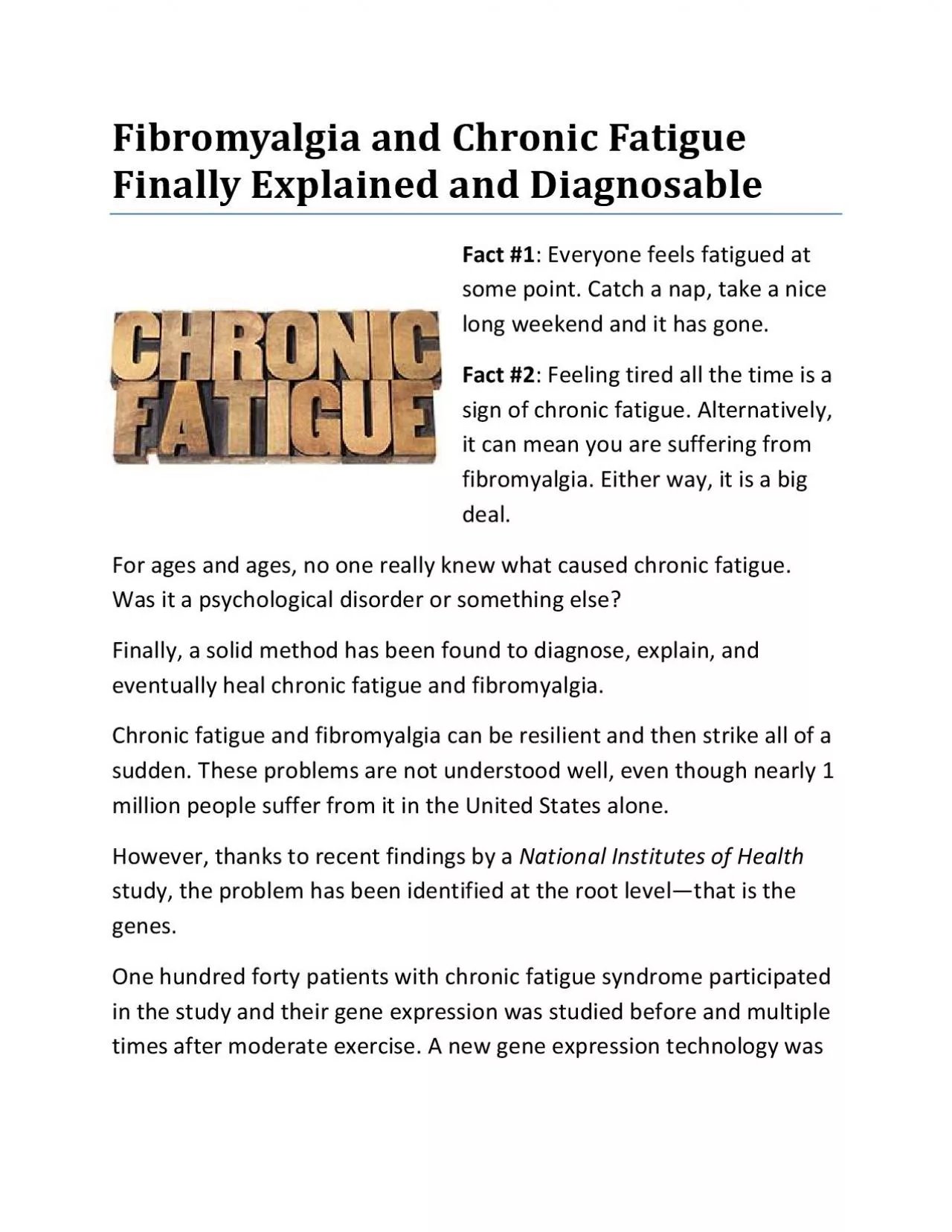 PDF-Fibromyalgia and Chronic Fatigue Finally Explained and Diagnosable