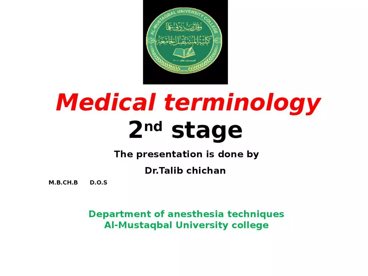 PPT-Medical terminology 2 nd