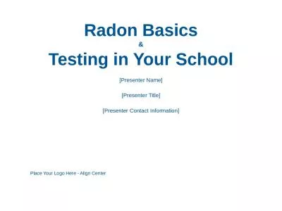 Radon Basics & Testing in Your School