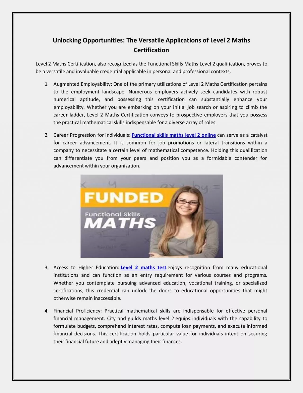 PDF-Unlocking Opportunities: The Versatile Applications of Level 2 Maths Certification