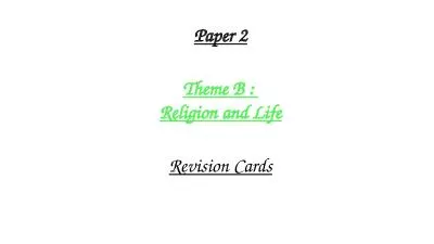 Paper  2 Theme B :  Religion