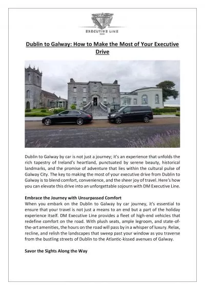 Dublin to Galway - Executive Car Drive