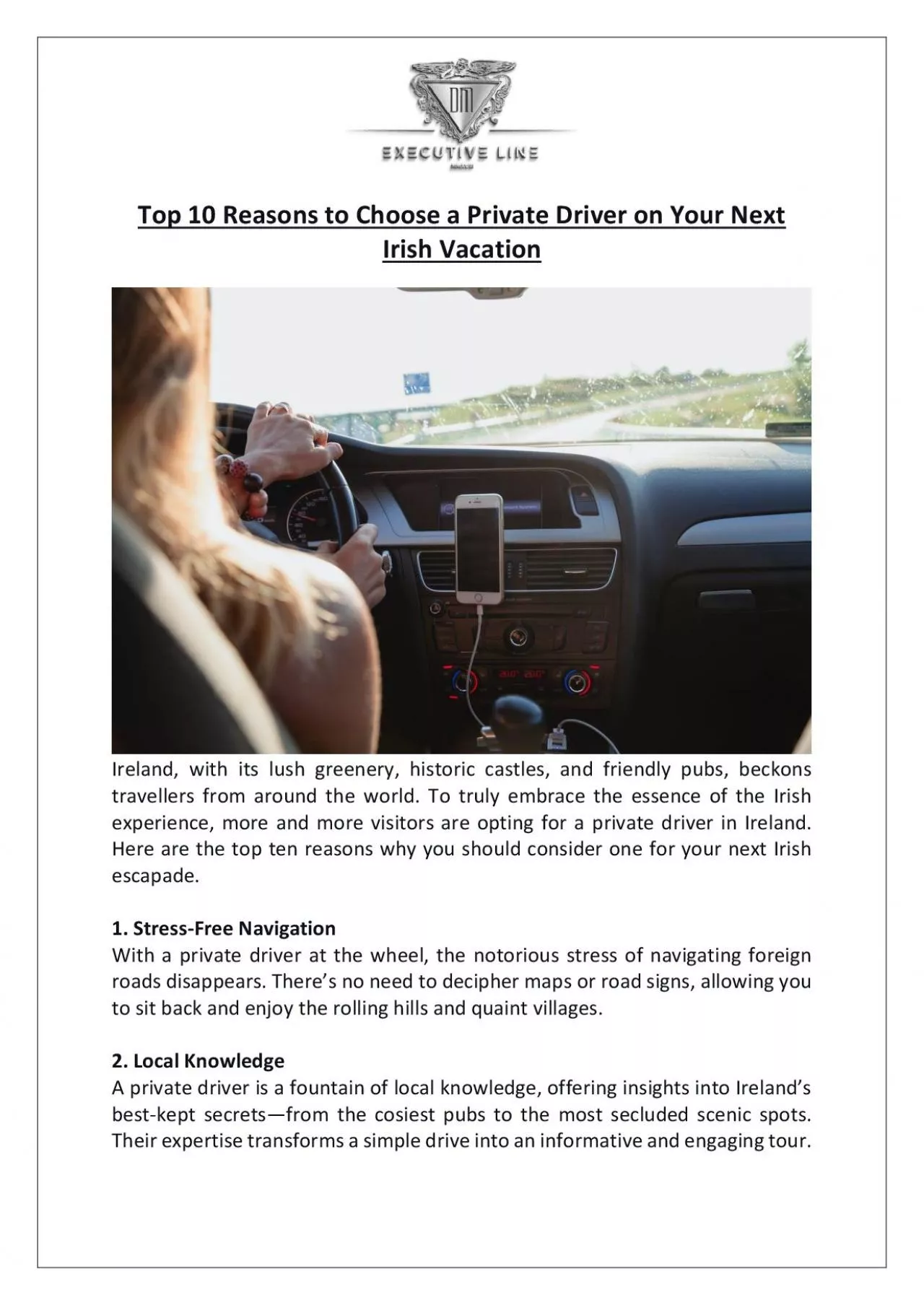 PDF-Top 10 Reasons to Hire Private Driver For Irish Vacation