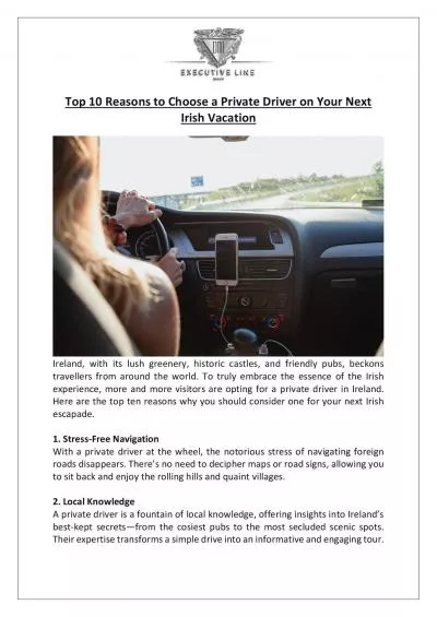 Top 10 Reasons to Hire Private Driver For Irish Vacation