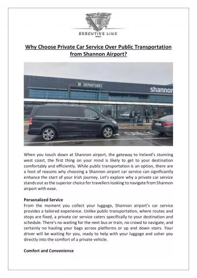 Shannon Airport Private Car Service Vs Public Transportation