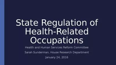 State Regulation of Health-Related Occupations