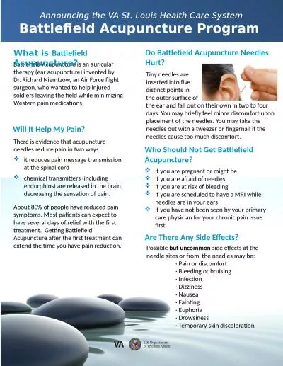 Battlefield Acupuncture is an auricular therapy (ear acupuncture) invented by        