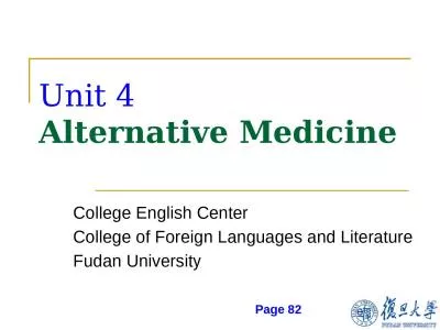 Unit 4   Alternative Medicine