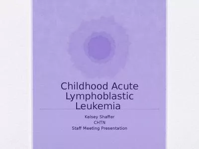 Childhood Acute Lymphoblastic Leukemia