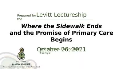 Levitt Lectureship Where the Sidewalk Ends