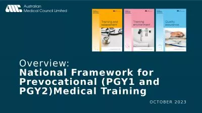 Overview: National Framework for Prevocational (PGY1 and PGY2)Medical Training