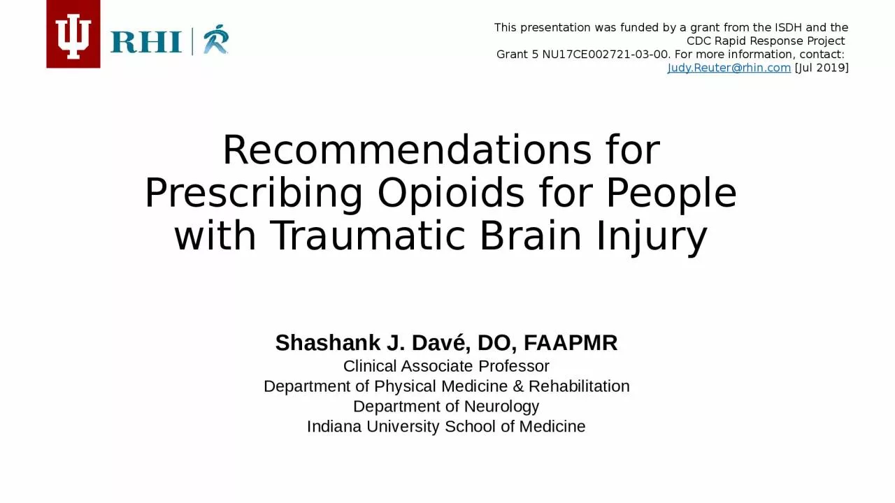 PPT-Recommendations for Prescribing Opioids for People